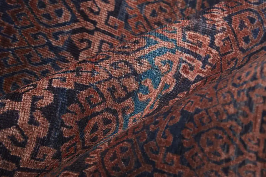 Red Brown And Blue Floral Power Loom Area Rug Photo 9