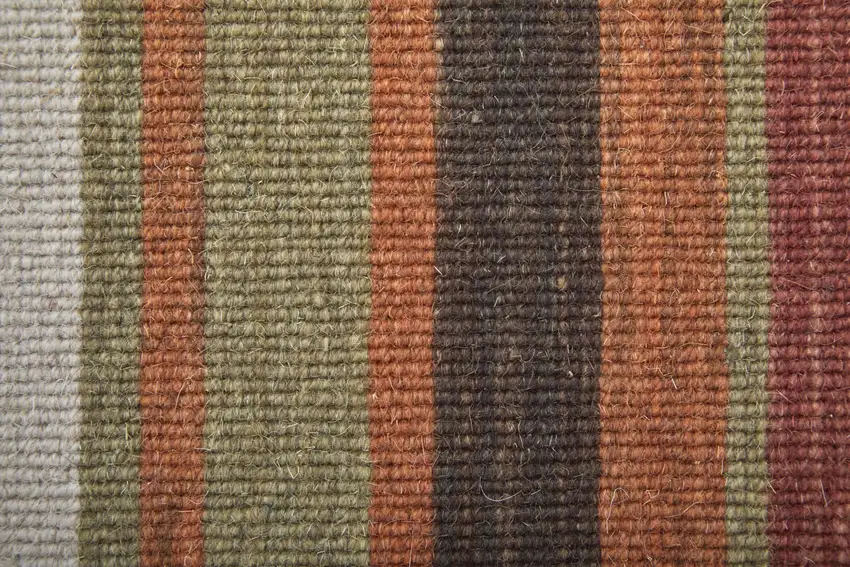 Red Brown And Gray Wool Striped Hand Knotted Area Rug Photo 4