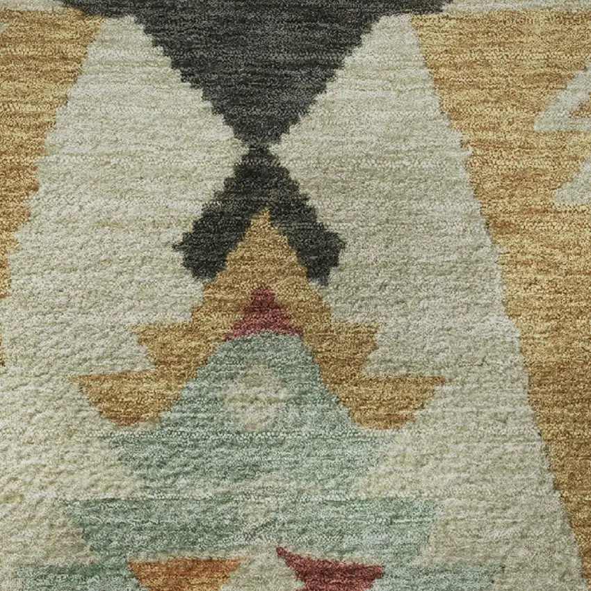 Red Charcoal And Gold Tribal Washable Area Rug With UV Protection Photo 8