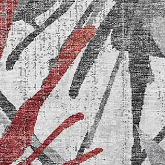 Red Charcoal And Gray Abstract Washable Area Rug With UV Protection Photo 4