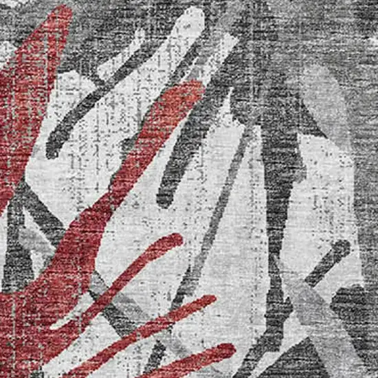 Red Charcoal And Gray Abstract Washable Area Rug With UV Protection Photo 5