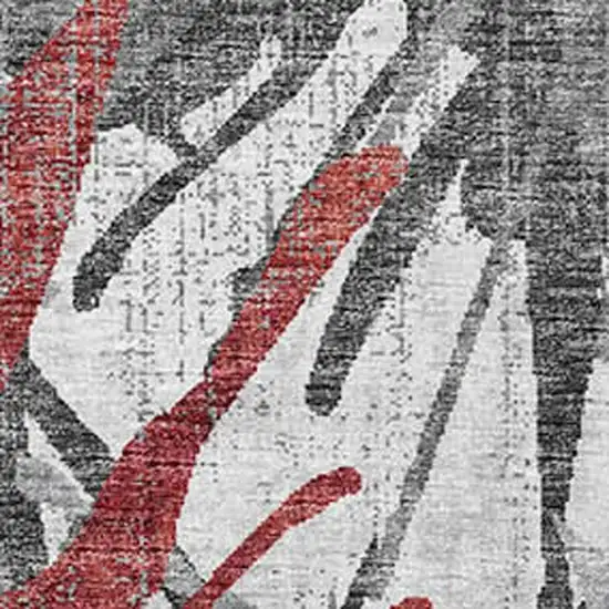 Red Charcoal And Gray Abstract Washable Area Rug With UV Protection Photo 8