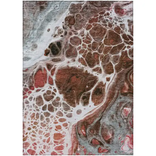 Red Copper And Gray Nautical Washable Indoor Outdoor Area Rug Photo 2