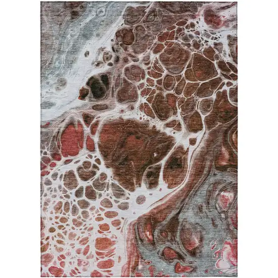 Red Copper And Gray Nautical Washable Indoor Outdoor Area Rug Photo 2
