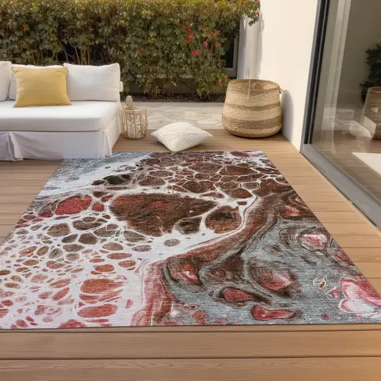 Red Copper And Gray Nautical Washable Indoor Outdoor Area Rug Photo 8