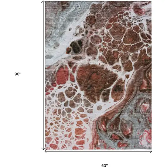 Red Copper And Gray Nautical Washable Indoor Outdoor Area Rug Photo 3