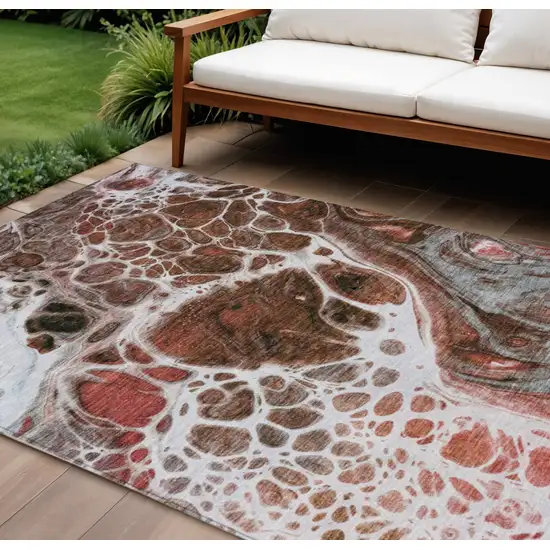 Red Copper And Gray Nautical Washable Indoor Outdoor Area Rug Photo 1