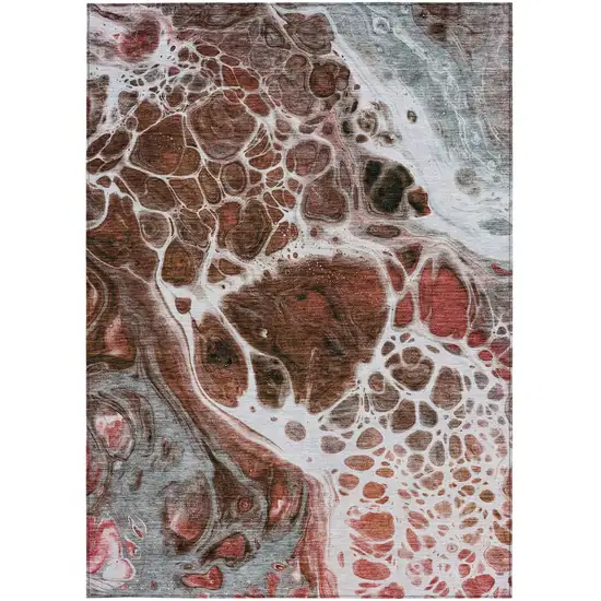 Red Copper And Gray Nautical Washable Indoor Outdoor Area Rug Photo 7