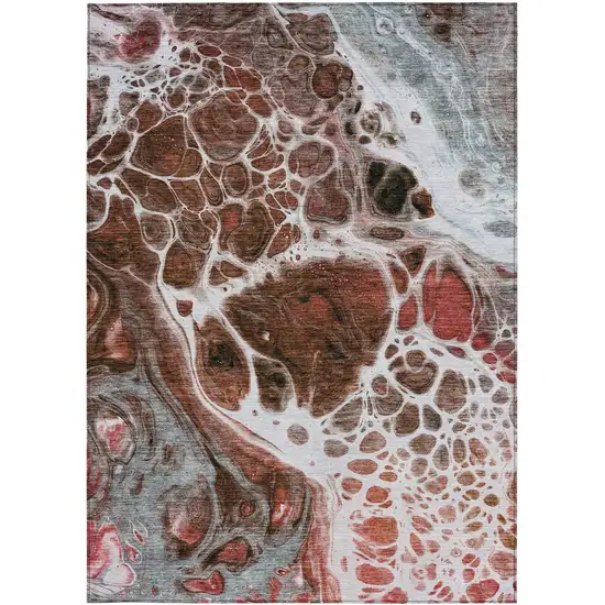 Red Copper And Gray Nautical Washable Indoor Outdoor Area Rug Photo 7