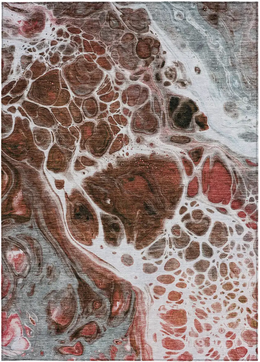 Red Copper And Gray Nautical Washable Indoor Outdoor Area Rug Photo 7