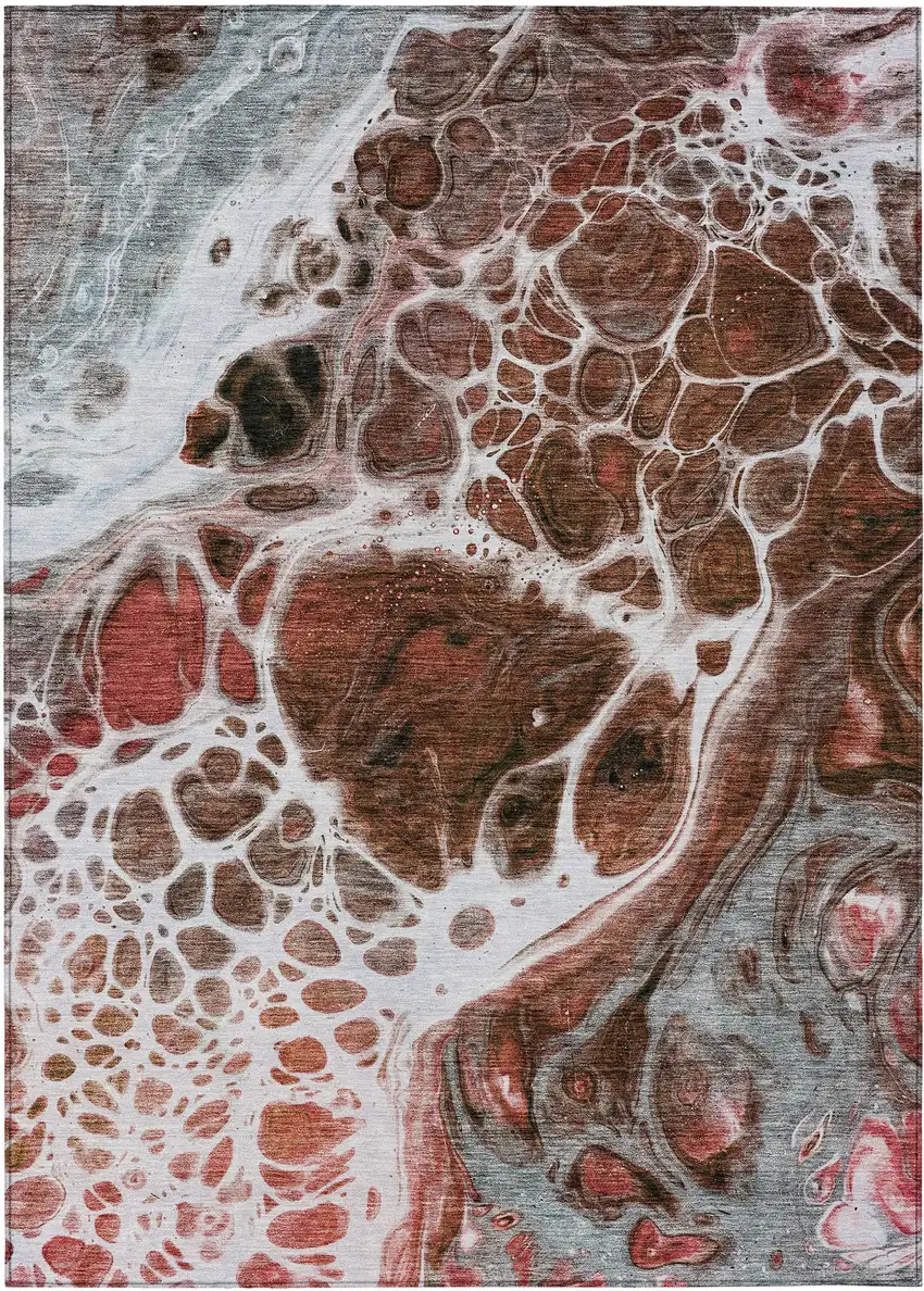 Red Copper And Gray Nautical Washable Indoor Outdoor Area Rug Photo 2