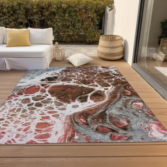 Red Copper And Gray Nautical Washable Indoor Outdoor Area Rug Photo 8