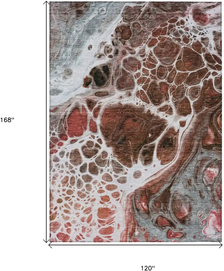 Red Copper And Gray Nautical Washable Indoor Outdoor Area Rug Photo 3