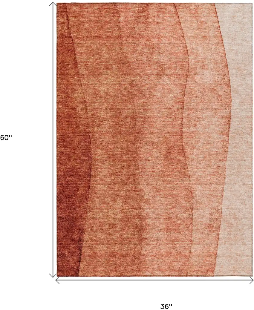Red Copper And Terra Cotta Ombre Washable Indoor Outdoor Area Rug Photo 3