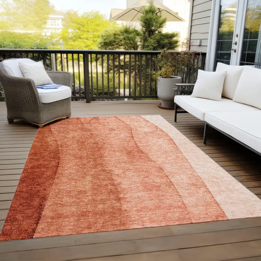 Red Copper And Terra Cotta Ombre Washable Indoor Outdoor Area Rug Photo 9