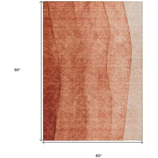 Red Copper And Terra Cotta Ombre Washable Indoor Outdoor Area Rug Photo 3