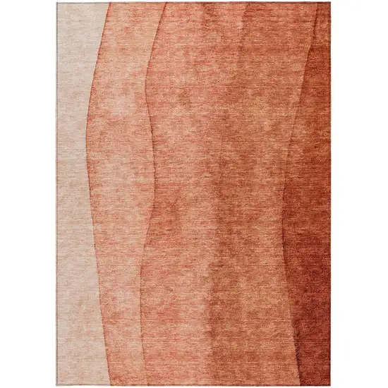 Red Copper And Terra Cotta Ombre Washable Indoor Outdoor Area Rug Photo 6