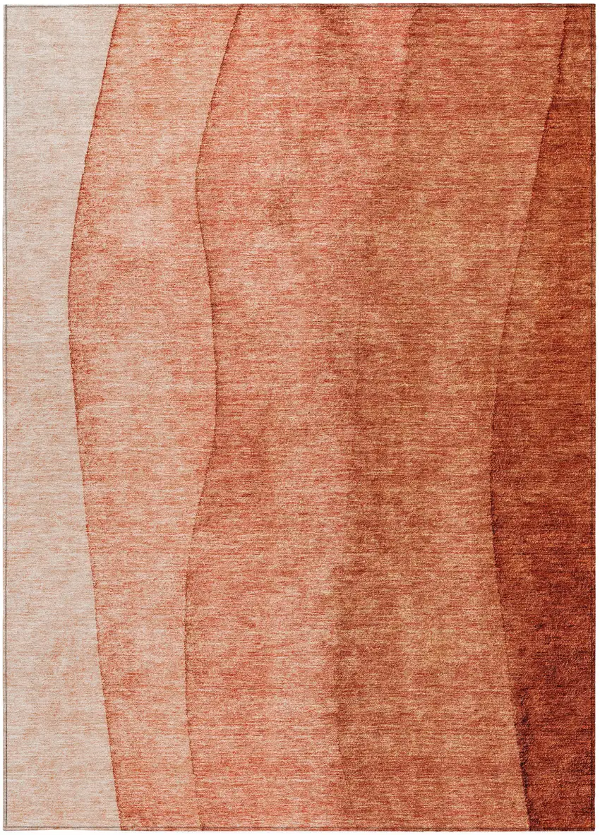 Red Copper And Terra Cotta Ombre Washable Indoor Outdoor Area Rug Photo 6