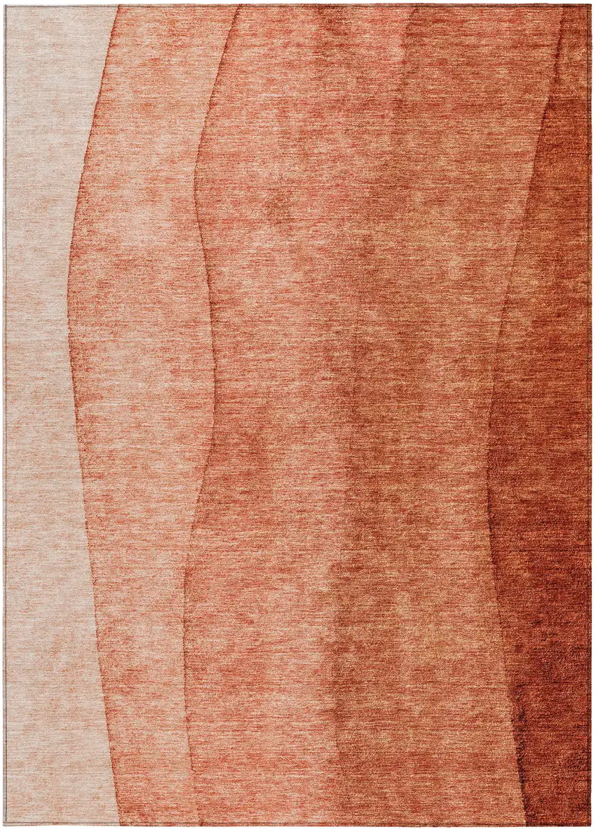 Red Copper And Terra Cotta Ombre Washable Indoor Outdoor Area Rug Photo 6