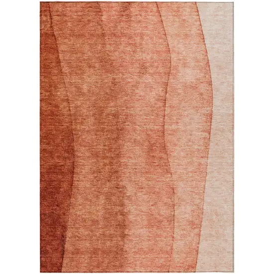 Red Copper And Terra Cotta Ombre Washable Indoor Outdoor Area Rug Photo 2