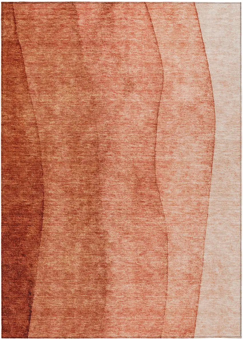 Red Copper And Terra Cotta Ombre Washable Indoor Outdoor Area Rug Photo 2