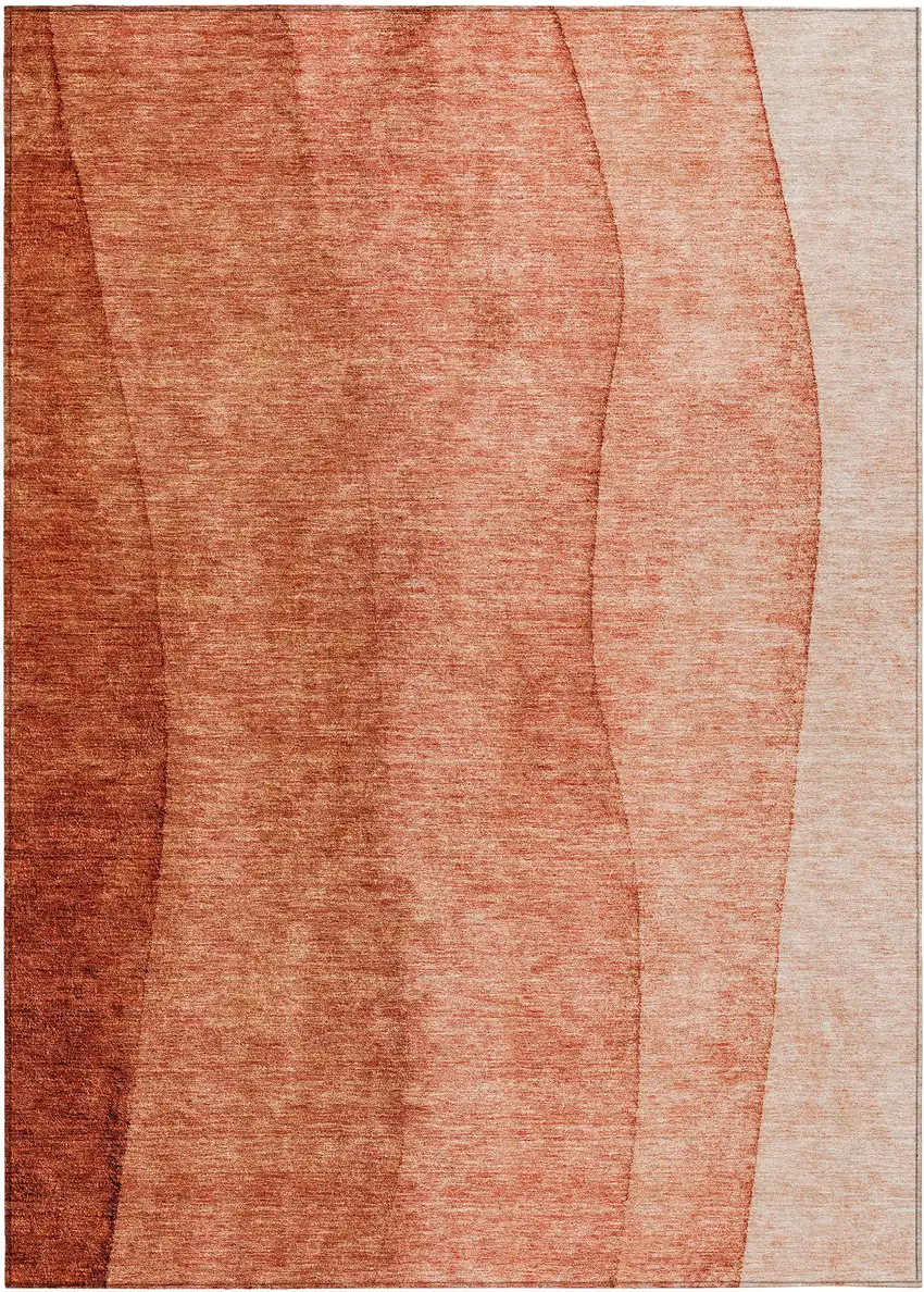 Red Copper And Terra Cotta Ombre Washable Indoor Outdoor Area Rug Photo 2
