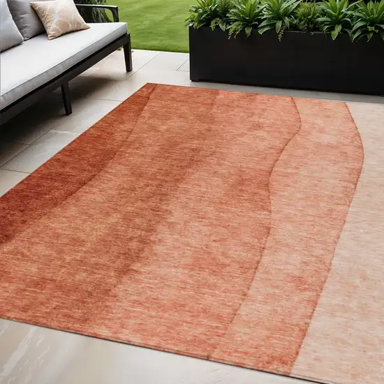 Red Copper And Terra Cotta Ombre Washable Indoor Outdoor Area Rug Photo 1
