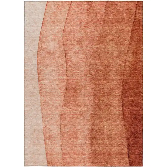 Red Copper And Terra Cotta Ombre Washable Indoor Outdoor Area Rug Photo 6