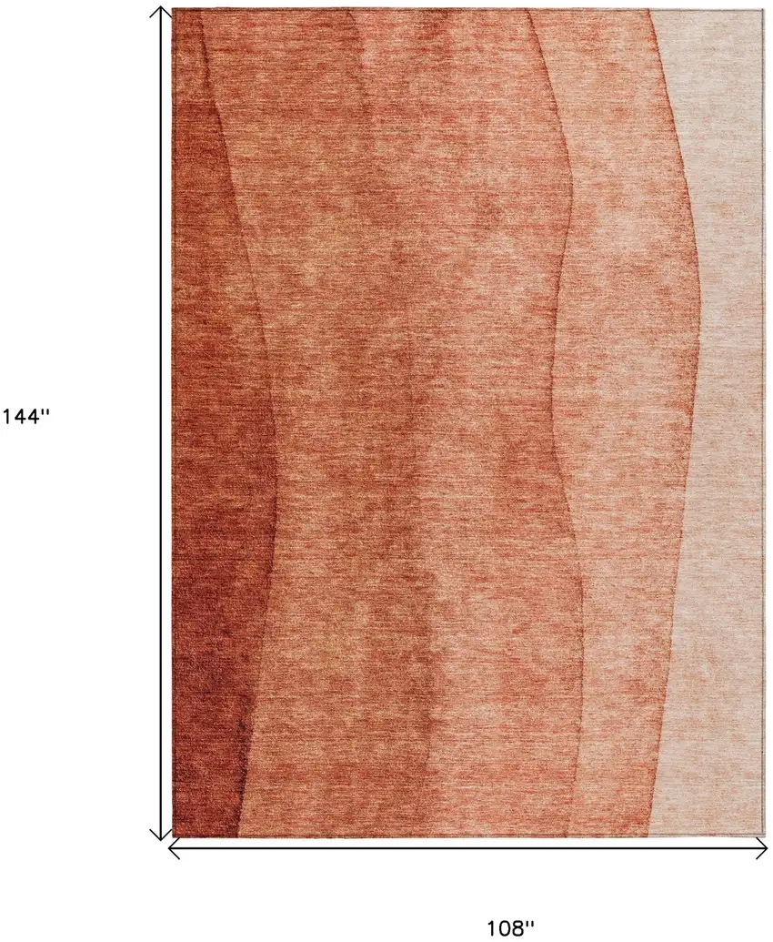 Red Copper And Terra Cotta Ombre Washable Indoor Outdoor Area Rug Photo 3