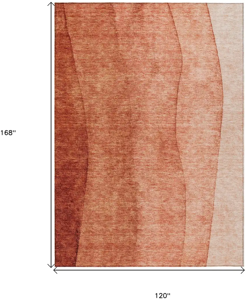 Red Copper And Terra Cotta Ombre Washable Indoor Outdoor Area Rug Photo 3