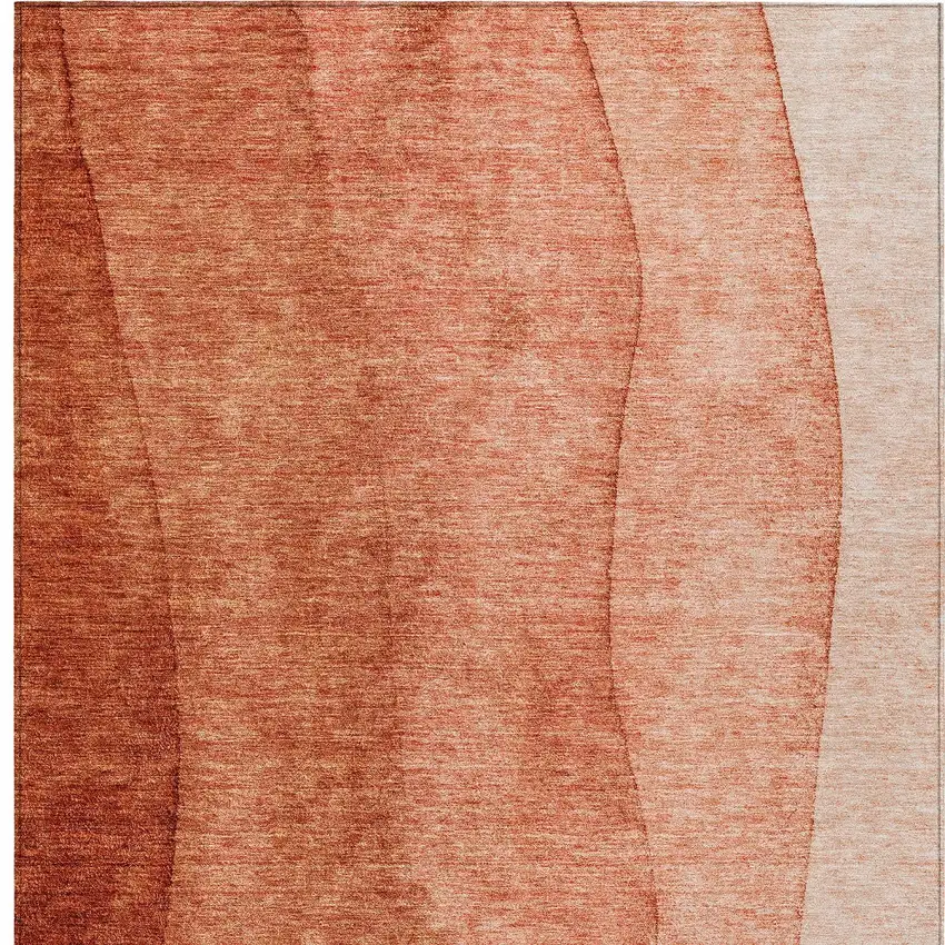 Red Copper And Terra Cotta Ombre Washable Indoor Outdoor Area Rug Photo 6