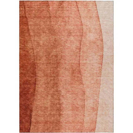 Red Copper And Terra Cotta Ombre Washable Indoor Outdoor Area Rug Photo 2