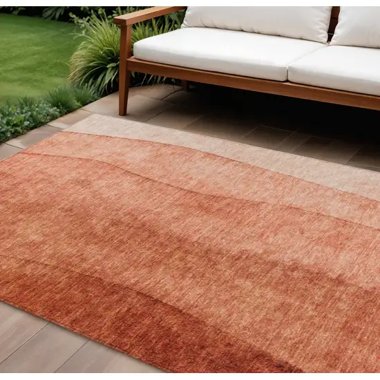 Red Copper And Terra Cotta Ombre Washable Indoor Outdoor Area Rug Photo 1