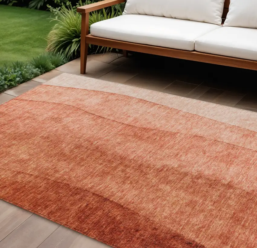 Red Copper And Terra Cotta Ombre Washable Indoor Outdoor Area Rug Photo 1