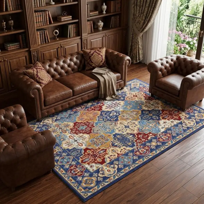 Red Damask Power Loom Area Rug Photo 1