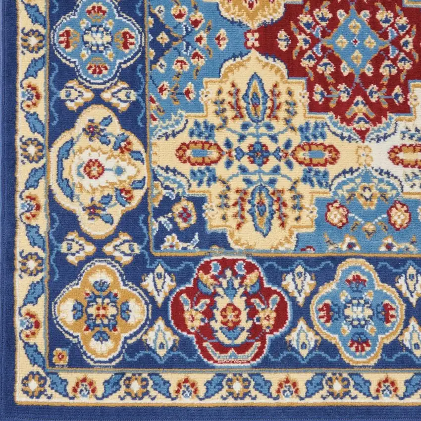 Red Damask Power Loom Area Rug Photo 4