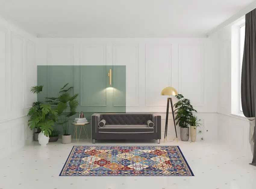 Red Damask Power Loom Area Rug Photo 2
