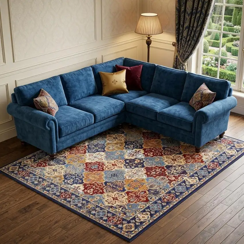 Red Damask Power Loom Area Rug Photo 1