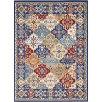 Photo of Red Damask Power Loom Area Rug