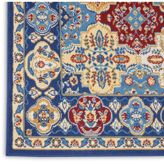 Red Damask Power Loom Area Rug Photo 3