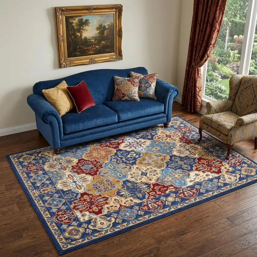 Red Damask Power Loom Area Rug Photo 1