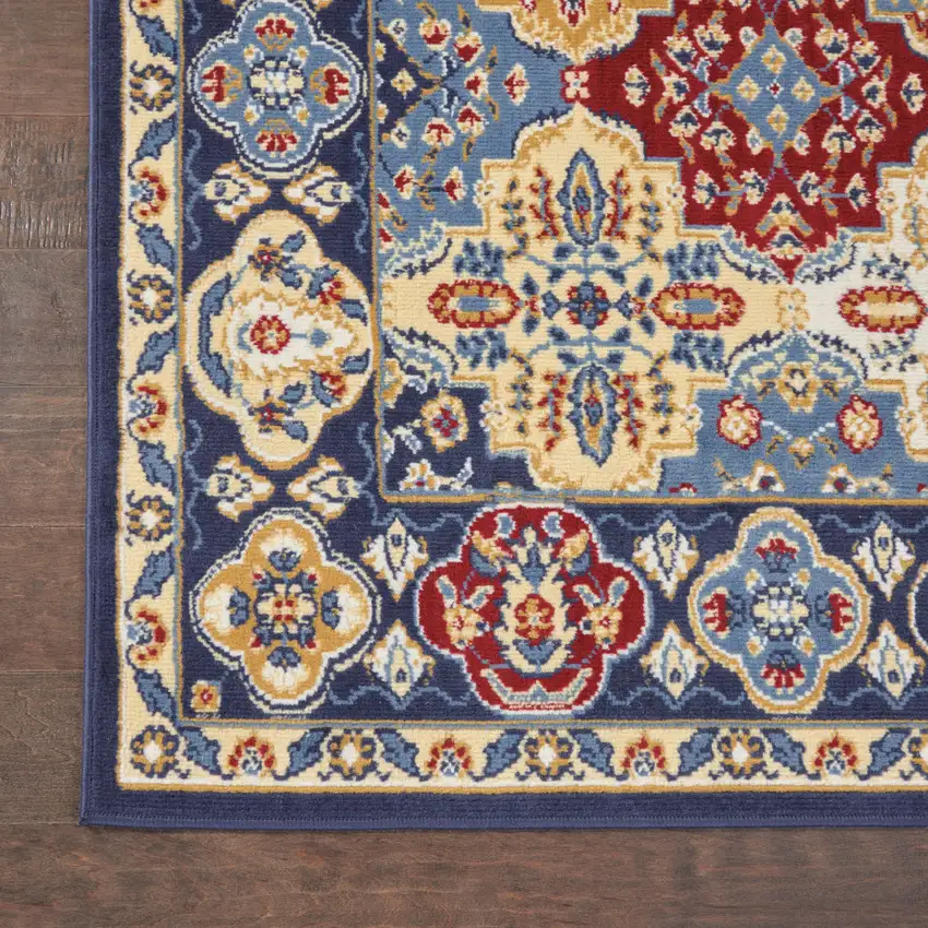 Red Damask Power Loom Area Rug Photo 8