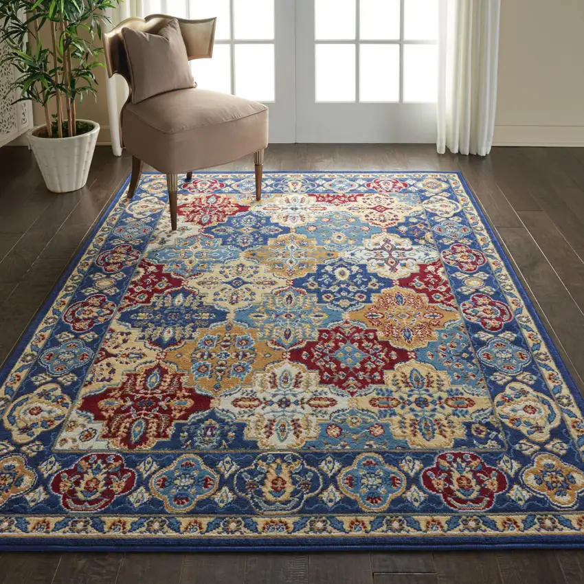 Red Damask Power Loom Area Rug Photo 5