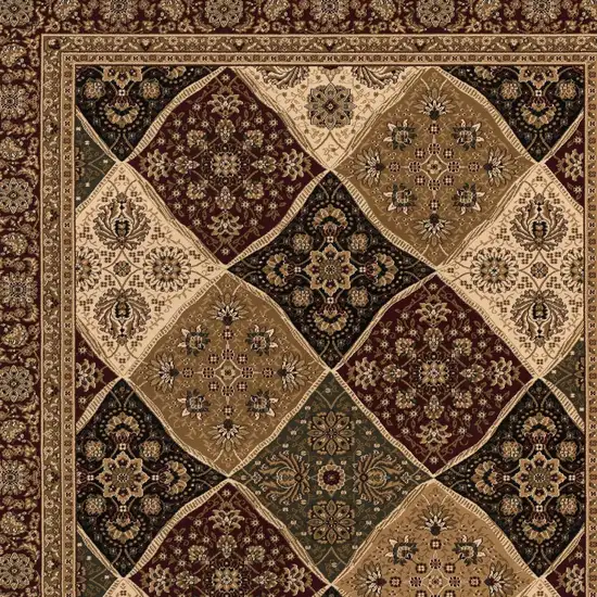 Red and Beige Oriental Power Loom Area Rug Photo 6