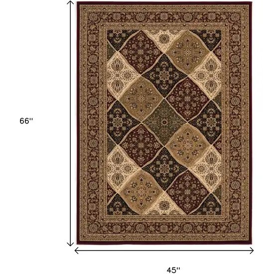 Red and Beige Oriental Power Loom Area Rug Photo 3