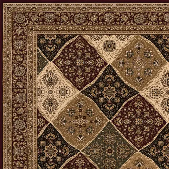 Red and Beige Oriental Power Loom Area Rug Photo 6