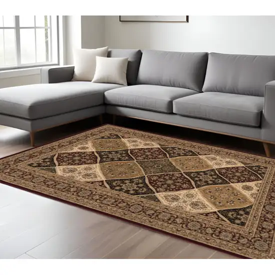 Red and Beige Oriental Power Loom Area Rug Photo 1
