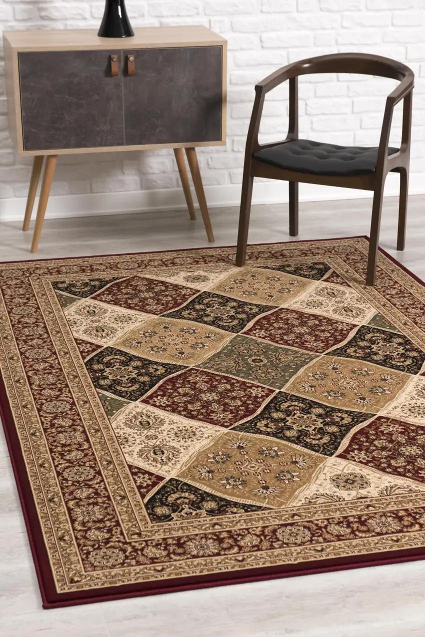 Red Decorative Diamonds Runner Rug Photo 2