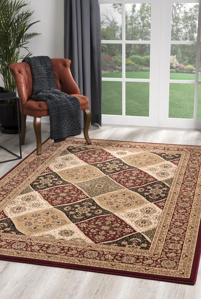 Red Decorative Diamonds Runner Rug Photo 4