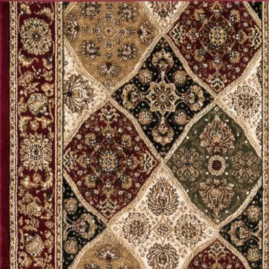 10' Red And Beige Oriental Runner Rug Photo 2